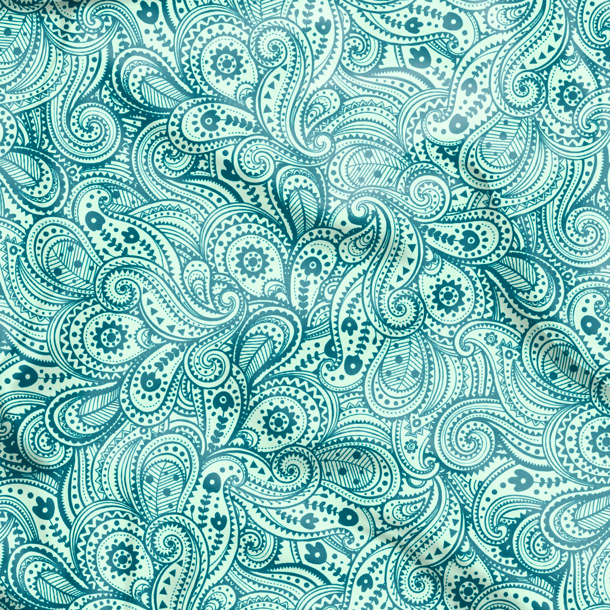 Sea Green Paisley Seamless Pattern Digital Print - rarefindfabrics