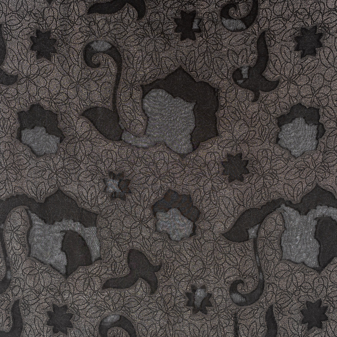High quality Black Jacquard Fabric with Self Design - rarefindfabrics