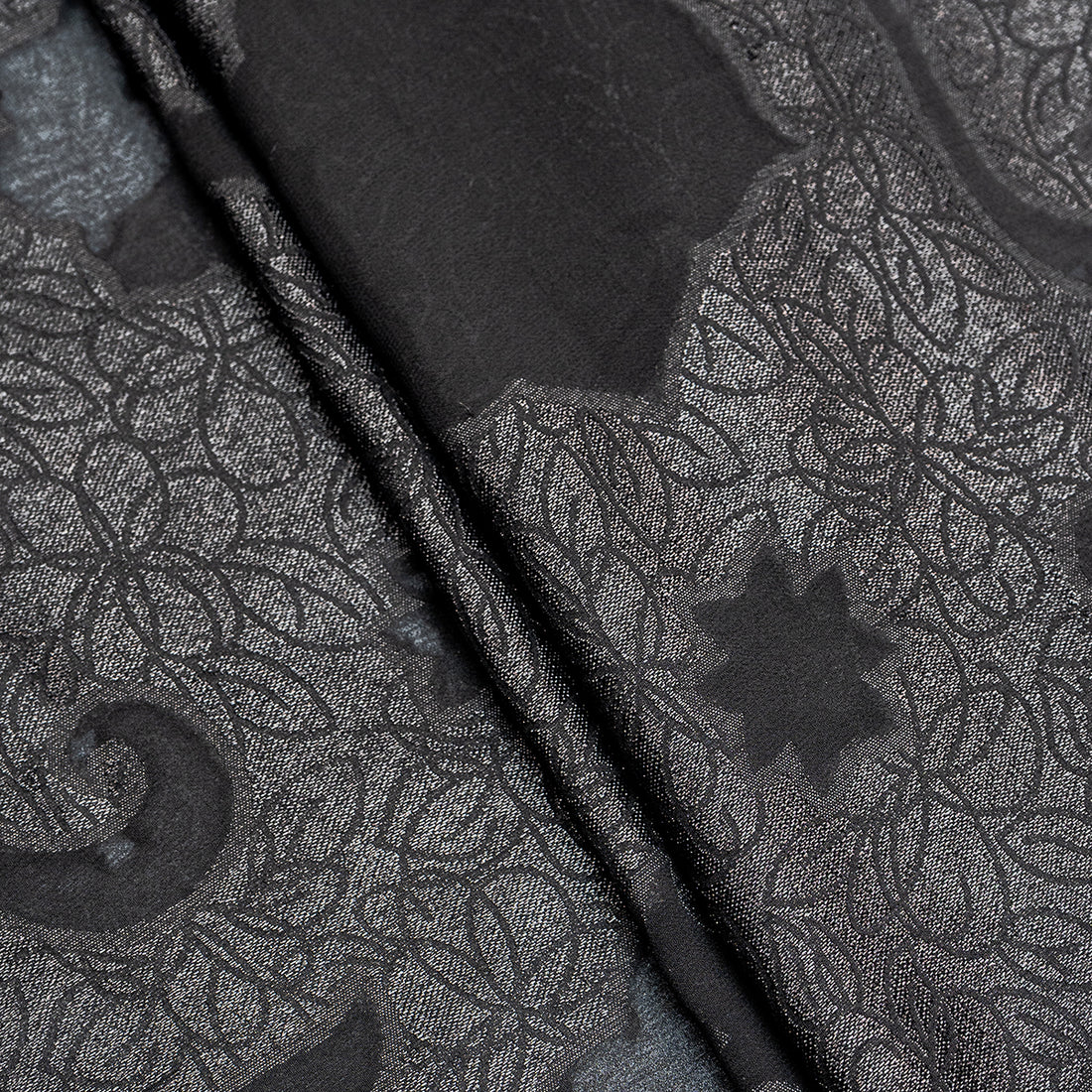 High quality Black Jacquard Fabric with Self Design - rarefindfabrics