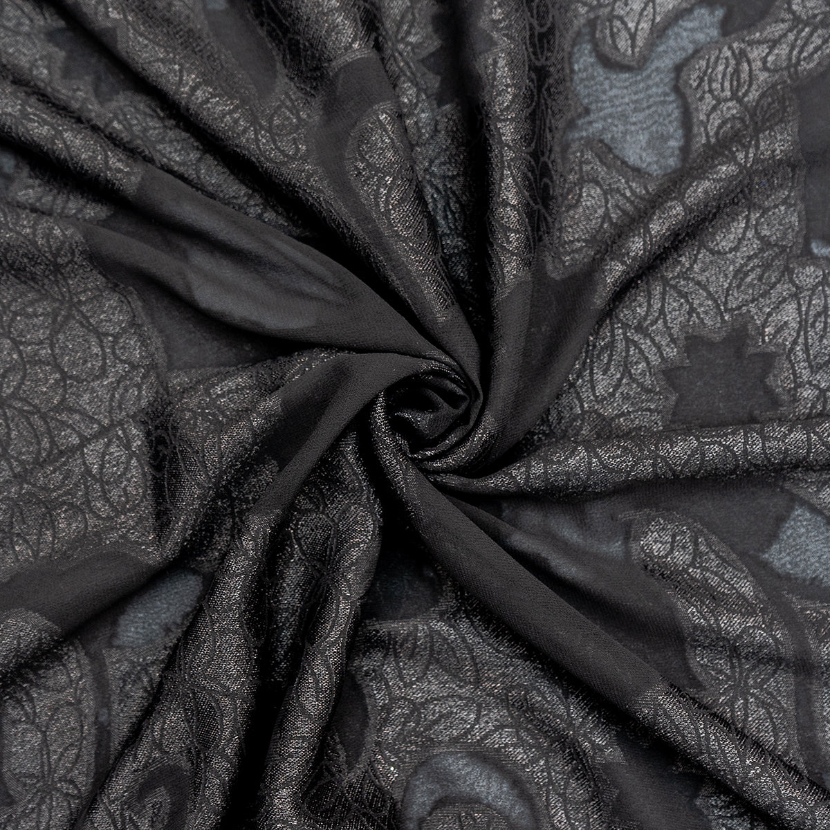 High quality Black Jacquard Fabric with Self Design - rarefindfabrics