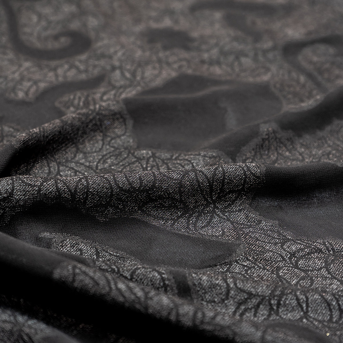 High quality Black Jacquard Fabric with Self Design - rarefindfabrics