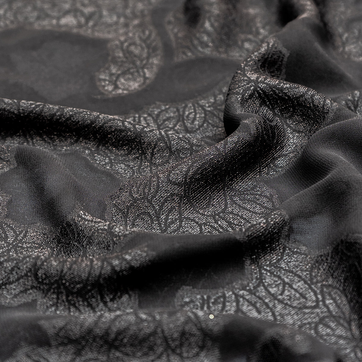 High quality Black Jacquard Fabric with Self Design - rarefindfabrics