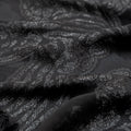 Black Classic Jacquard Fabric with Self Designs - rarefindfabrics