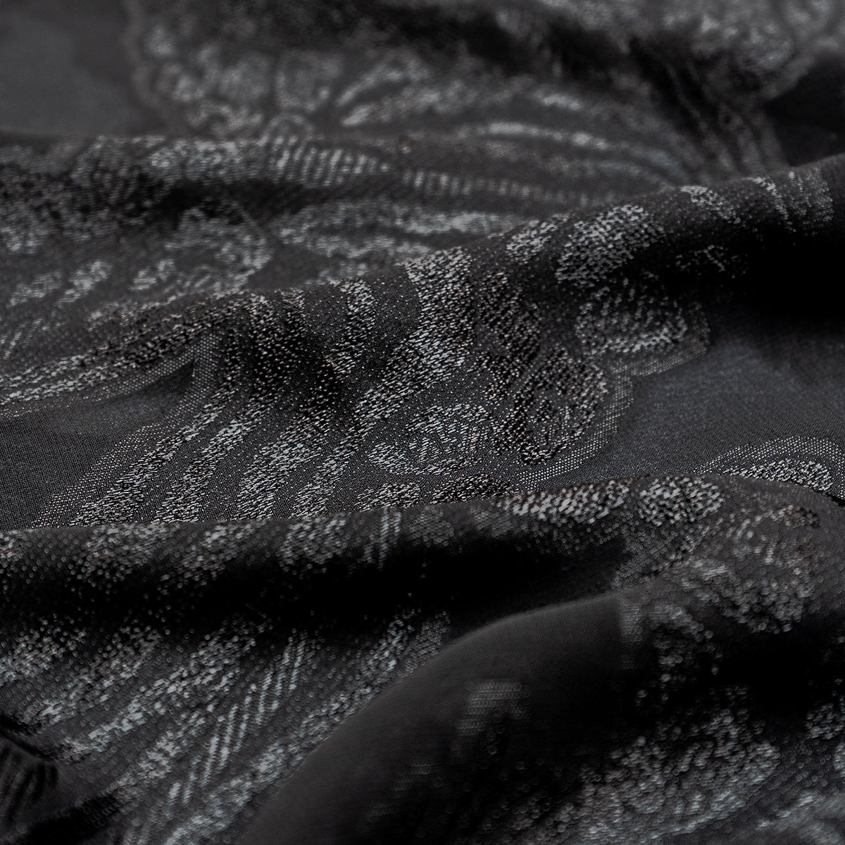 Black Classic Jacquard Fabric with Self Designs - rarefindfabrics