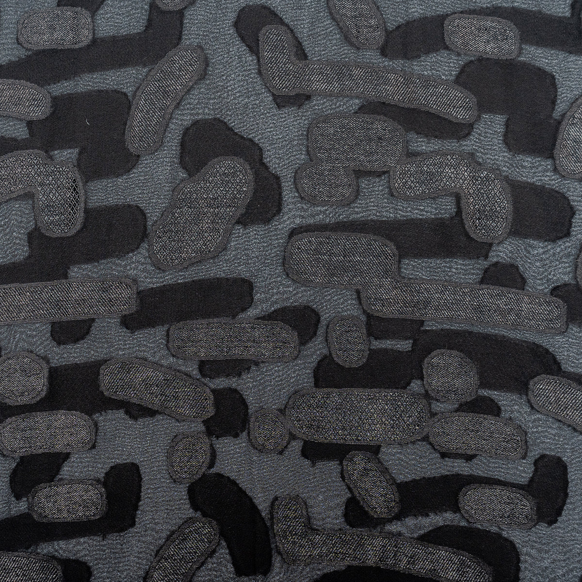 Black Jacquard Upholstery Fabric with Designs - rarefindfabrics