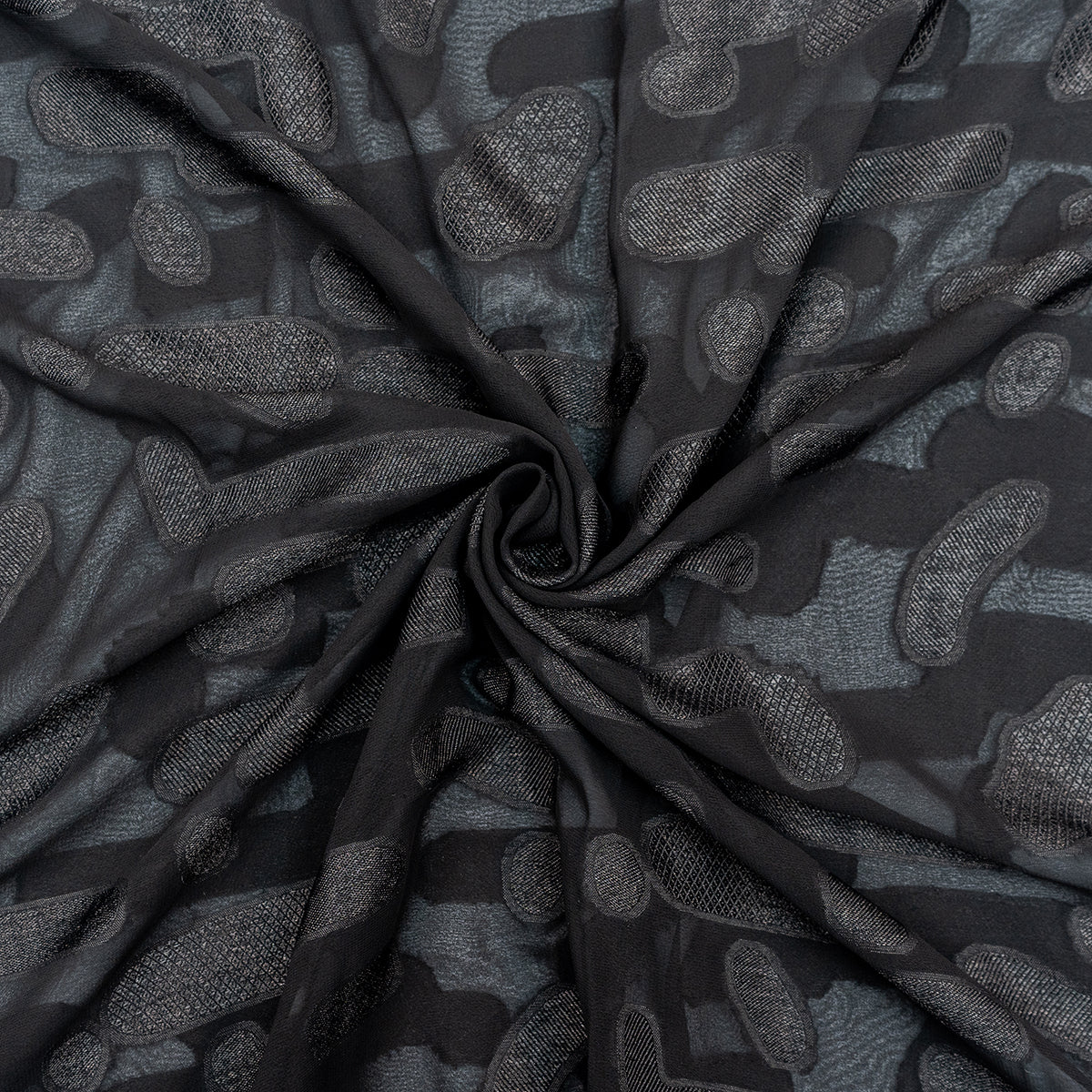 Black Jacquard Upholstery Fabric with Designs - rarefindfabrics