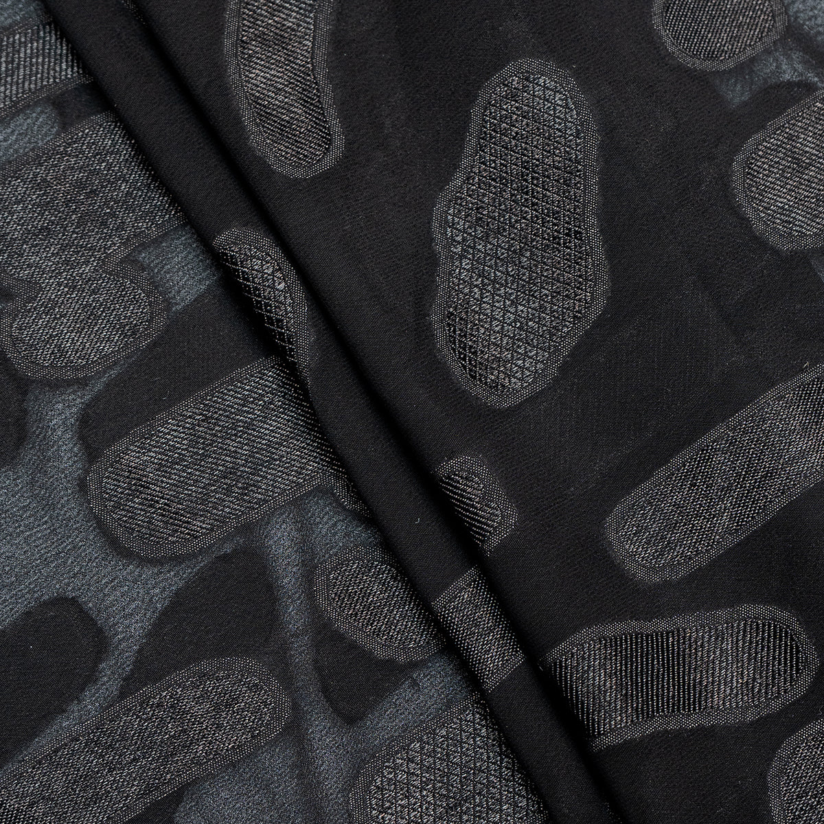 Black Jacquard Upholstery Fabric with Designs - rarefindfabrics