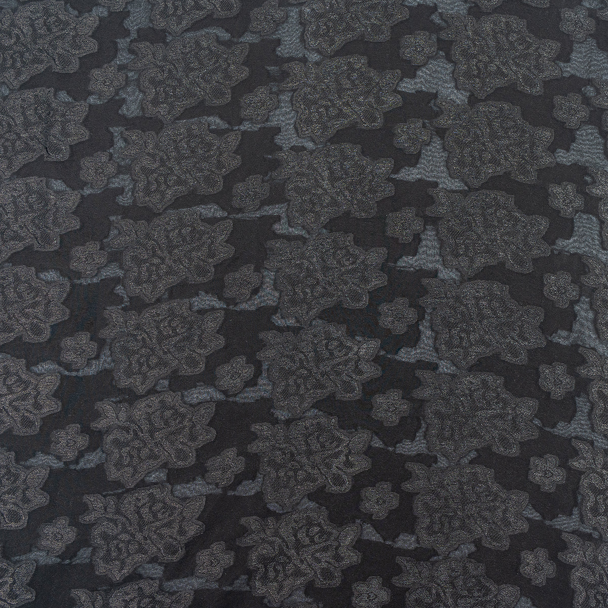 Black Jacquard Fabric with Self Designs - rarefindfabrics
