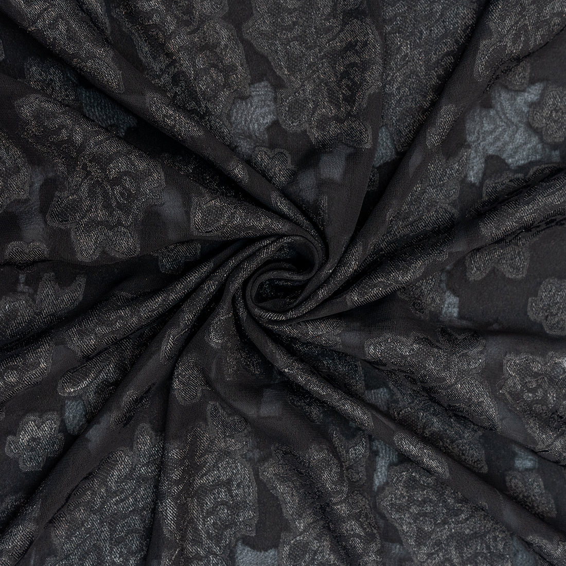 Black Jacquard Fabric with Self Designs - rarefindfabrics