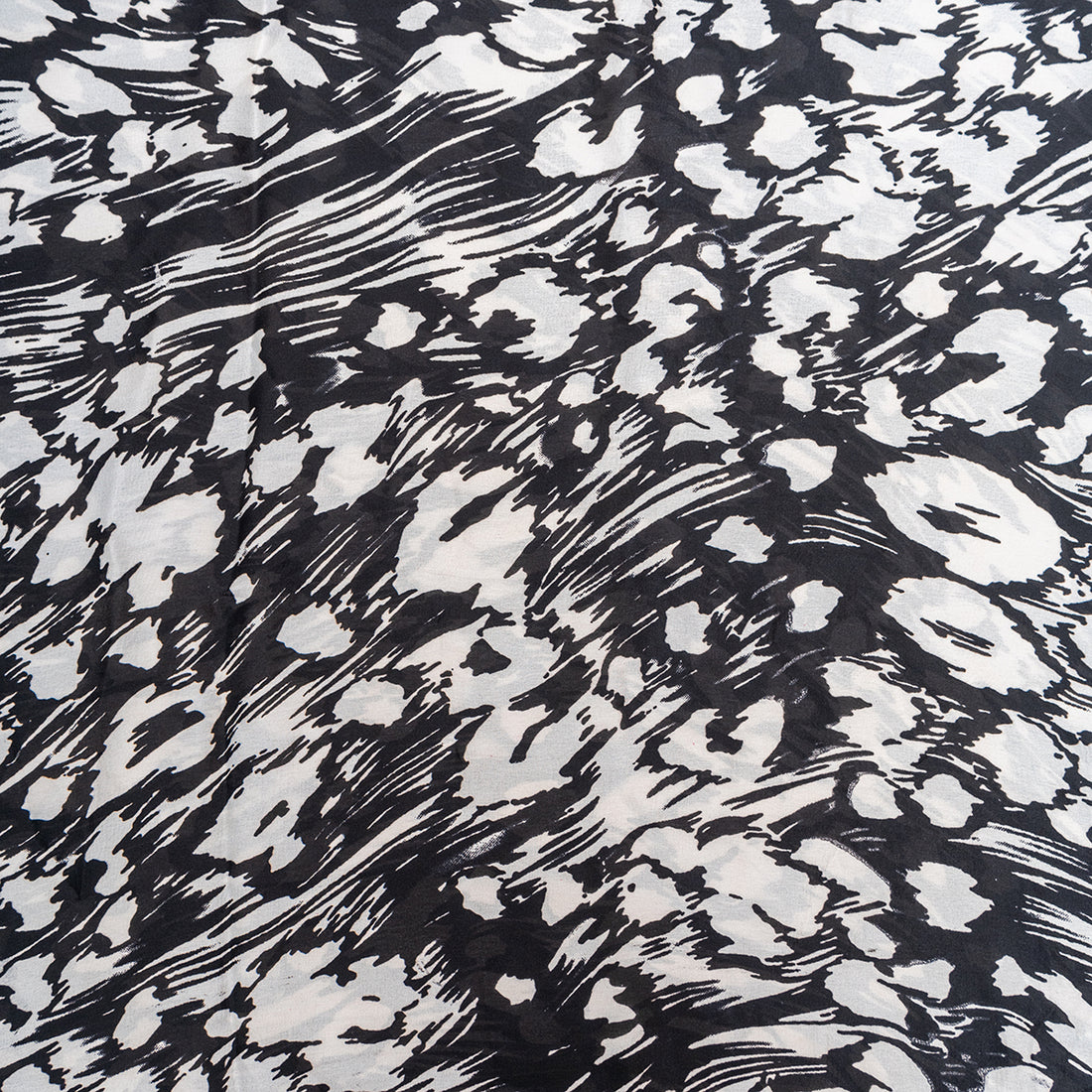 Black Base White Spot Print On Silk