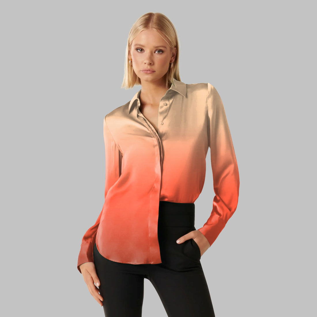 Gold & Orange Shaded Ombre Pattern Digital Print - rarefindfabrics