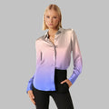Cream & Blue Shaded Ombre Pattern Digital Print - rarefindfabrics