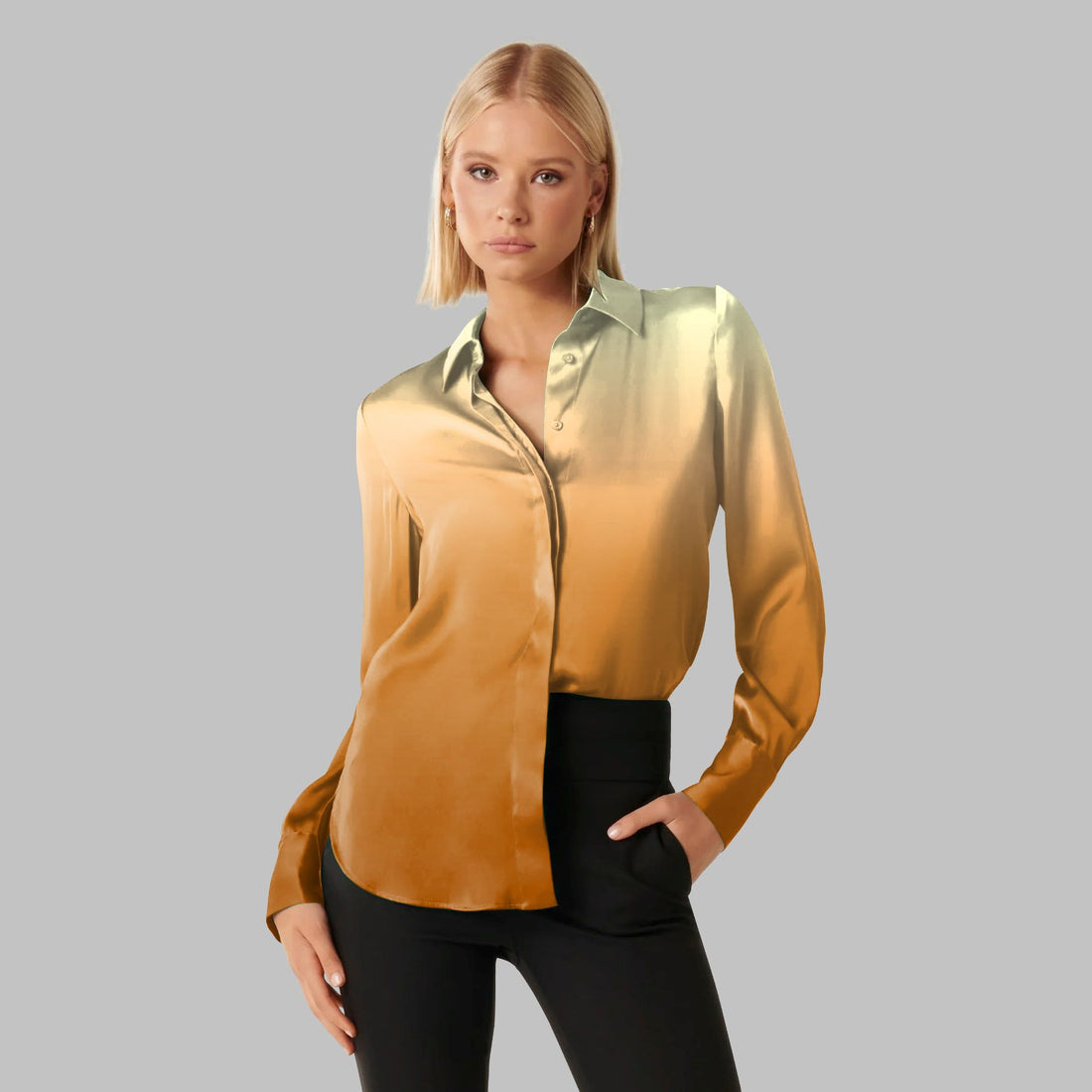 Yellow & Brown Shaded Ombre Pattern Digital Print - rarefindfabrics